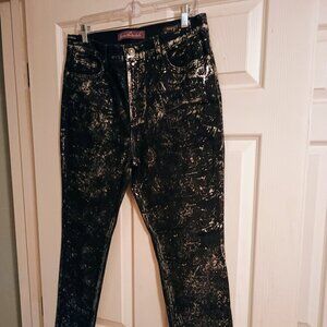 Gloria Vanderbilt Amanda Skinny, Denim, Sz 10, Black & Silver, Hi Rise, New